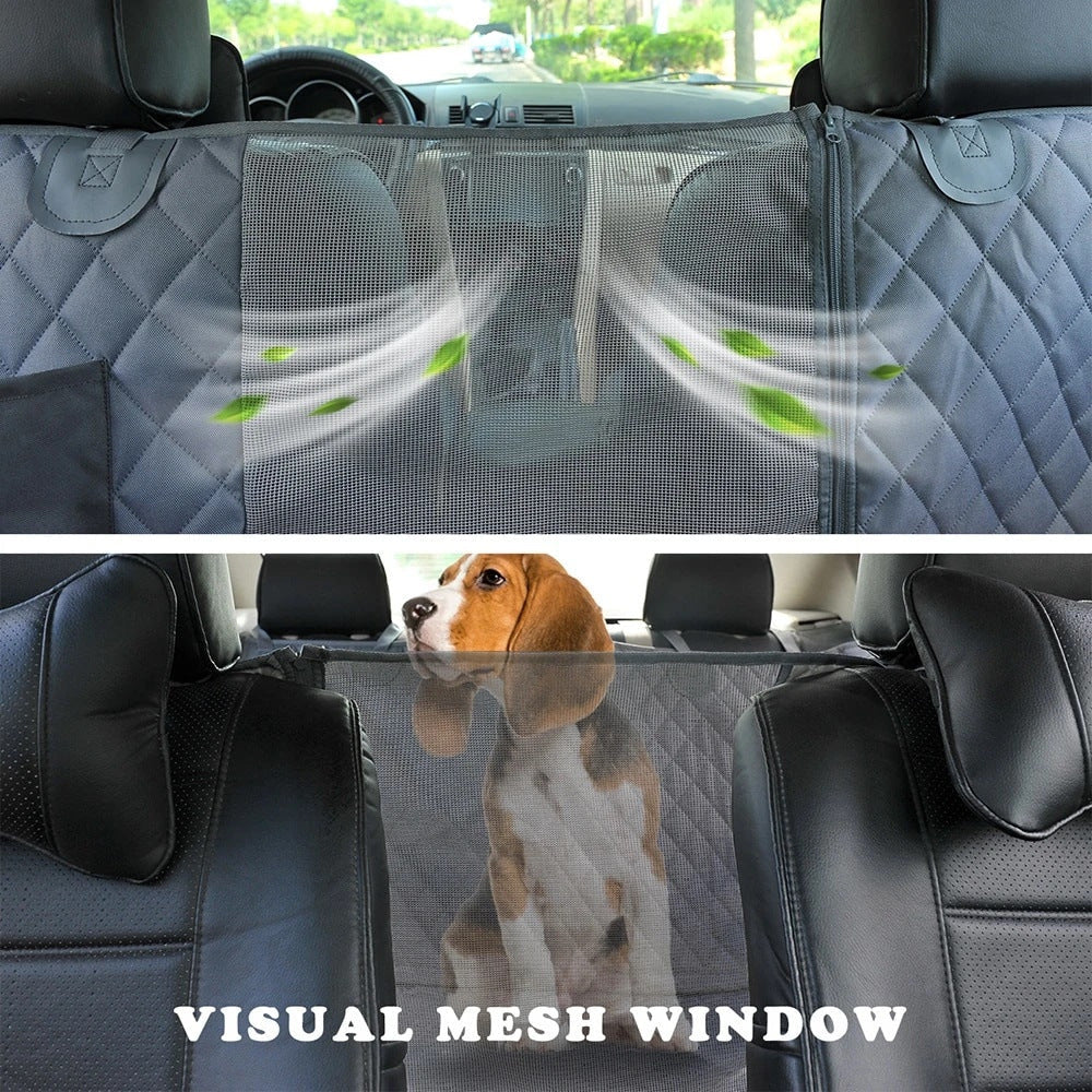 NNEDSZ Dog Car Seat Cover with Mesh Window, Waterproof Pet Seat Cover for Back Seat, Non-Slip Durable Scratchproof Dog Hammock for Cars, Trucks and SUVs