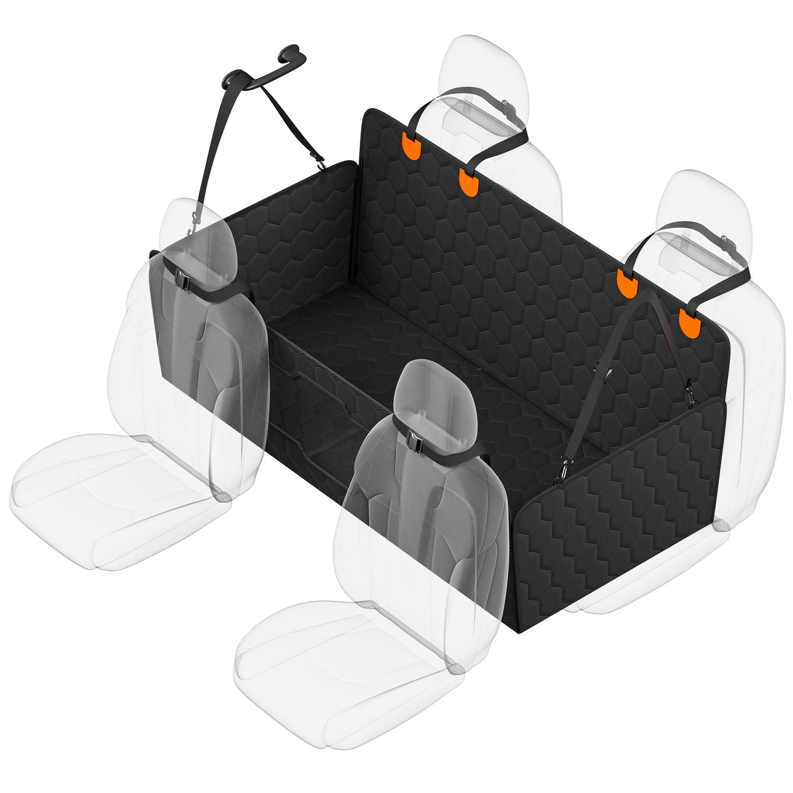 RoadDeck installed across a vehicle back seat for dog travel