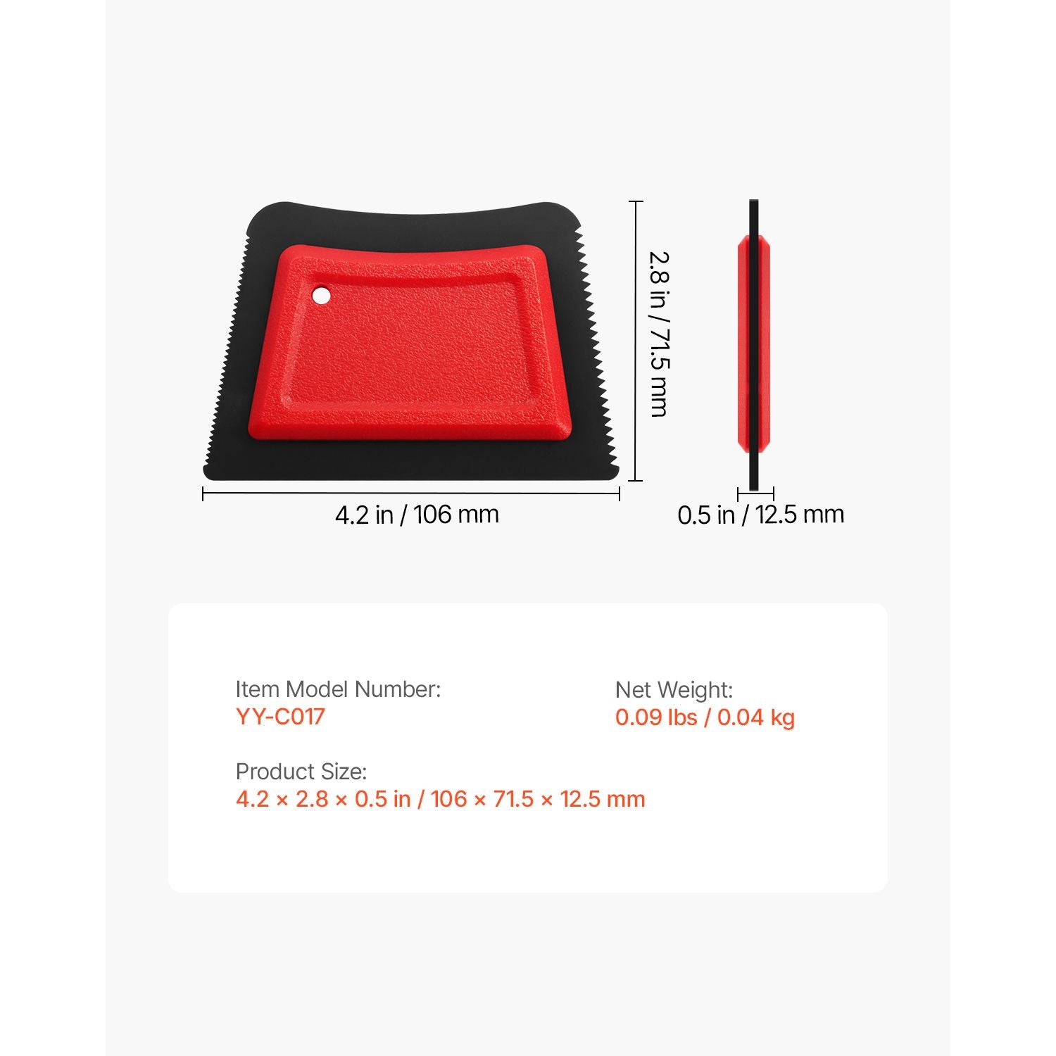 Supplier dimension and weight diagram for the FurSwipe hair remover