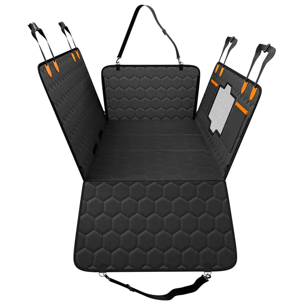 RoadDeck hard-bottom dog back-seat extender fully opened on a white background