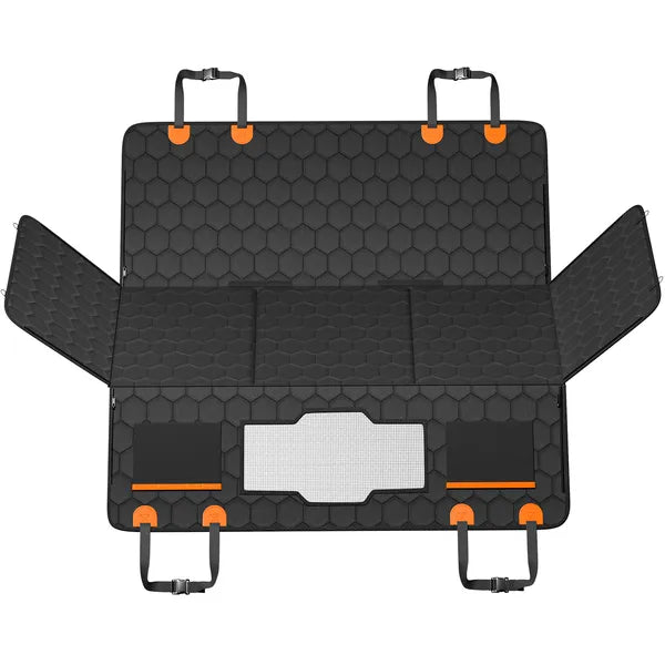 RoadDeck back-seat extender shown flat from the reverse side on a white background